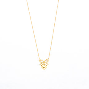 Stainless Steel New Fashion Fine Waterproof Jewelry Love Heart Bowknot Shape Charm Chain Choker Necklaces Pendant For Women Fashion Jewelry